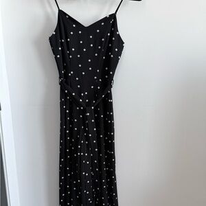 Monteau Black and White Polka Dot Jumpsuit with Slits